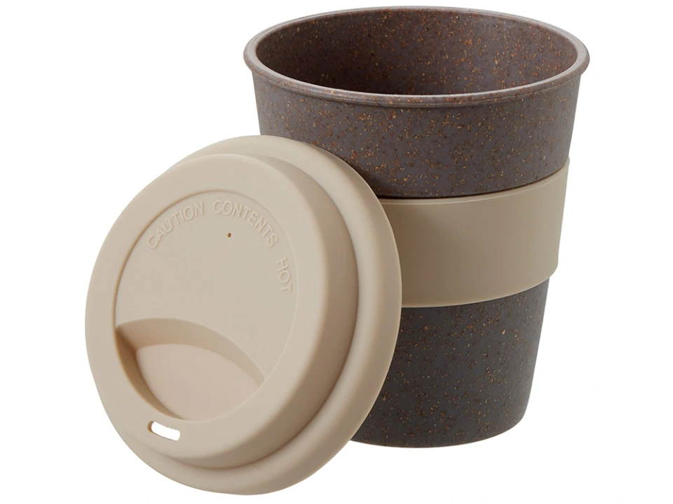 Стакан с силиконовой крышкой Cafe, beige