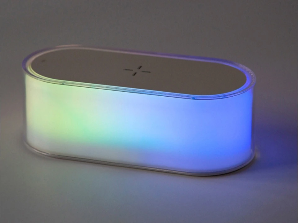 Ночник с беспроводной зарядкой и RGB подсветкой Miracle, 15 Вт, белый