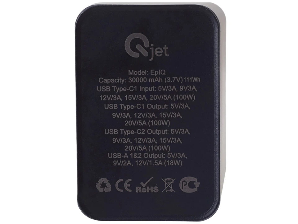 Внешний аккумулятор для ноутбуков EpIQ, 100 Вт, 30000 mAh, темно-серый