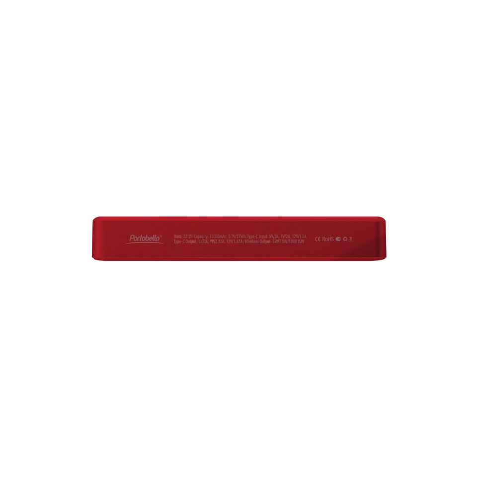 Внешний аккумулятор Атлантис Плюс PD (Atlantis PD Plus) 10000mAh с функцией беспроводной зарядки 15W, красный