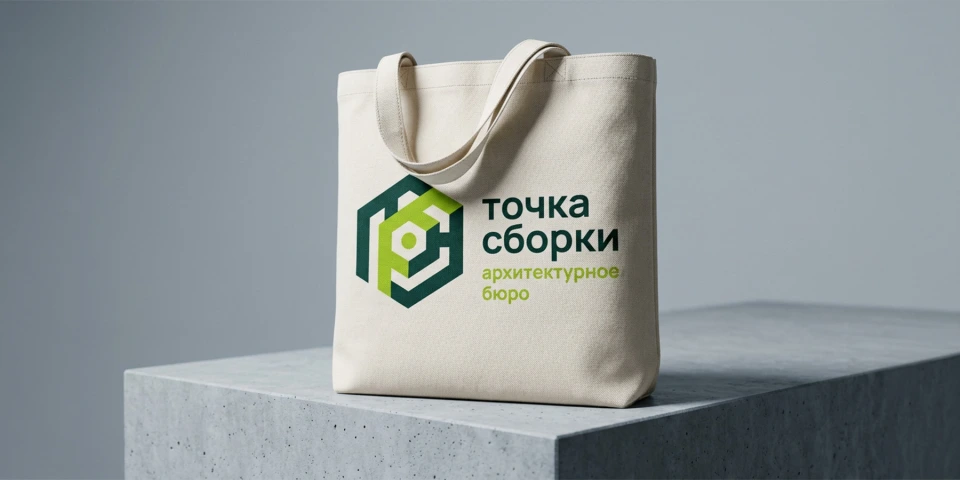 Хлопковый шоппер с фирменным знаком архитектурного бюро