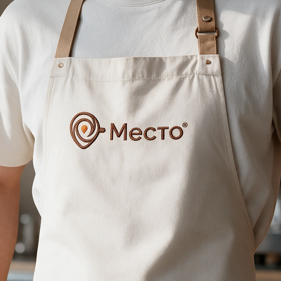 Светлый фартук с логотипом «Место»
