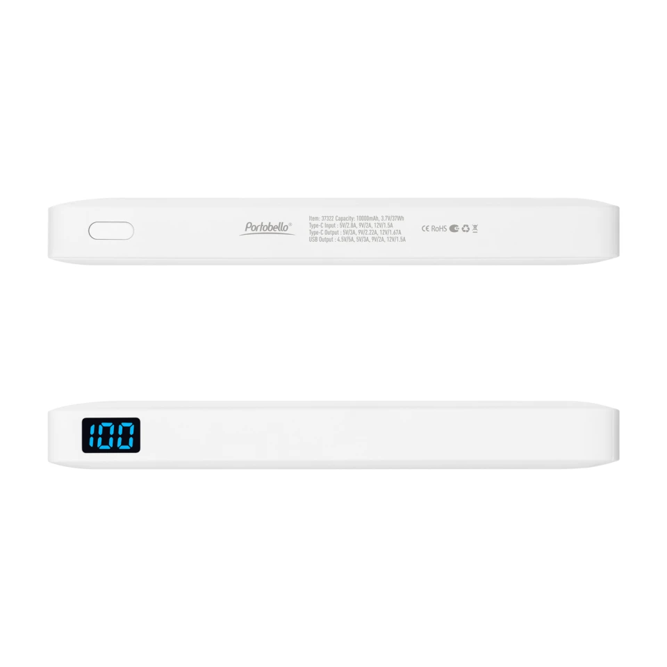 Внешний аккумулятор с подсветкой Анкор Плюс PD (Ancor PD Plus) 10000 mAh, белый
