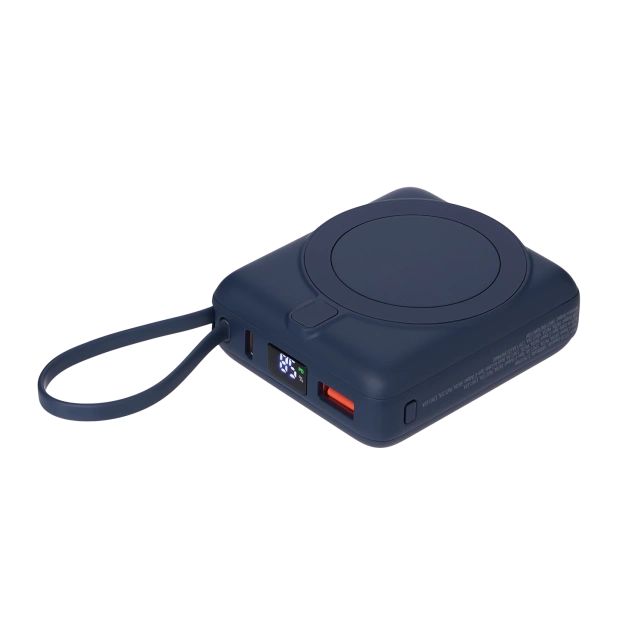 Внешний аккумулятор с подсветкой Риттер PD (Ritter PD) 10000mAh с функцией беспроводной зарядки 15W · СИНИЙ