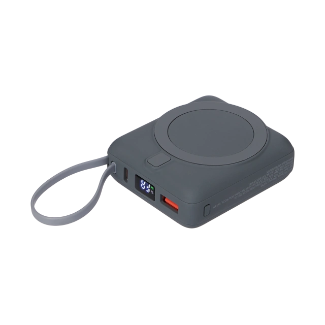 Внешний аккумулятор с подсветкой Риттер PD (Ritter PD) 10000mAh с функцией беспроводной зарядки 15W · СЕРЫЙ