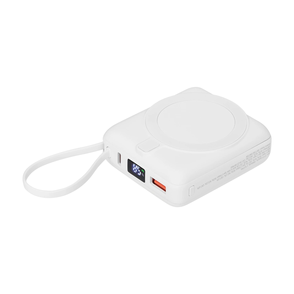 Внешний аккумулятор с подсветкой Риттер PD (Ritter PD) 10000mAh с функцией беспроводной зарядки 15W, белый