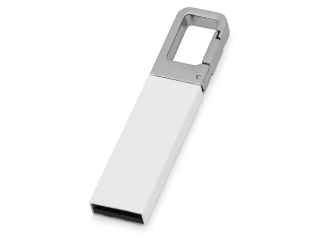 USB-флешка на 16 Гб Hook с карабином · белый/серебристый