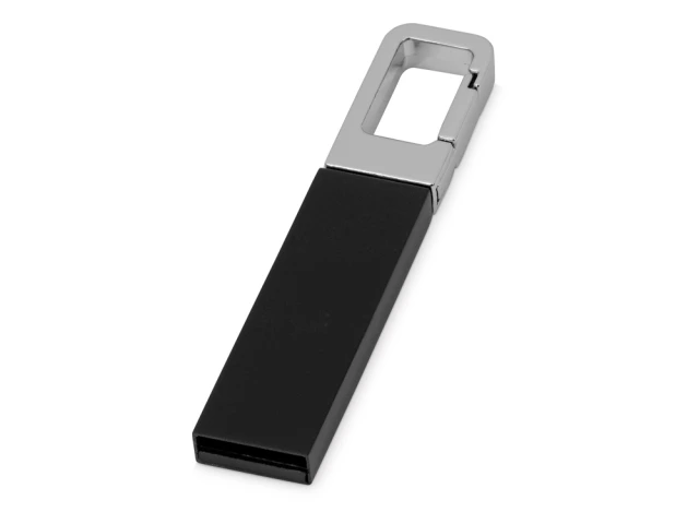 USB-флешка на 16 Гб Hook с карабином · черный/серебристый