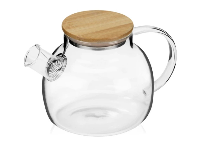 Заварочный чайник с бамбуковой крышкой Sencha · прозрачный, коричневая крышка