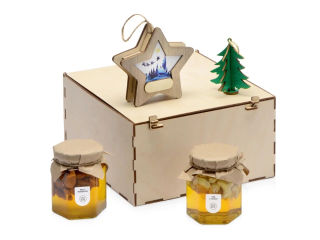 Подарочный набор Decoration Deluxe с двумя видами меда · натуральный, зеленый, голубой
